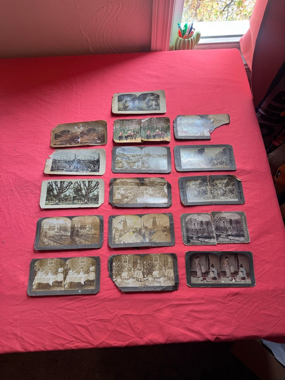 Antique Stereoview Cards Lot of 16 Craft Damage As-Is Junk Journal Ephemera